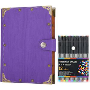 SEEHAN A5 Binder Journal Leather Notebook Lined Paper with 12 Markers, 6 Rings Binder A5 Planner Refillable Notebook Writing Journals for Girls Womens SEEHAN A5 Binder Journal Leather Notebook Lined Paper with 12 Markers, 6 Rings Binder A5 Planner Refillable Notebook Writing Journals for Girls Womens