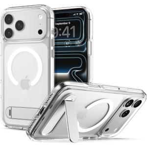 Spigen for iPhone 17 Pro Max Case, Ultra Hybrid S MagFit [TPU Covered Camera Control] [Kickstand] [Compatible with MagSafe] - Clear White