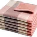kimteny 6 Pack 100% Cotton Washcloths, Dual-Sided Design (Terry + Gauze) Facecloths, 13x13 Inch Ginghqm Washrags, Soft & Skin-Friendly, for Bathroom, Kitchen & Household (Pink, 13x13 Inches)