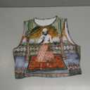 Women's Sculpture Graphic Y2k Cropped Tank Tops Crewneck Sleeveless Slim Shirts (Large, Green Multicolor)