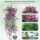 Artificial Hanging Flowers for Outdoors Decorations 2 Pack, Fake Hanging Flowers, UV Resistant Artificial Hanging Plants outdoors for Home Porch Patio Balcony Baskets Yard(Purple & Rose Red)
