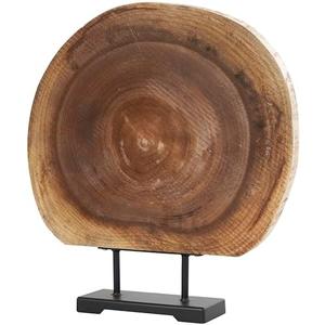 Deco 79 Wood Tree Handmade Decorative Sculpture Circular Slab Home Decor Statue with Black Metal Base, Accent Figurine 21" x 4" x 23", Brown