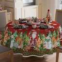 XCHI Snowman Santa Deer Winter Christmas Tablecloth Round Christmas Table Cloth Washable Table Coversfor Indoor Dining Home Party Xmas Decorations 70x70 Inch