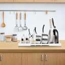 MinBoo Bamboo Expandable Pot Lid Organizer, Pot and Pan Organizer Drawer Organizer for Pot Lids, Adjustable Dividers for Kitchen Cabinet Organizers and Storage,White,Small