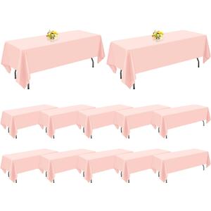 12 Pack Pink Table Cloths Rectangle for 8 Foot Tables,60 x 126 Inch Tablecloth,Wrinkle Resistant Washable Fabric Tablecloth,Polyester Table Cover for Dining Buffet Party and Wedding