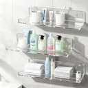 4-Pack Clear Acrylic Floating Shelves, Space-Saving Invisible Wall Shelves for Bathroom Kitchen Office Living Room, Modern Decor Set
