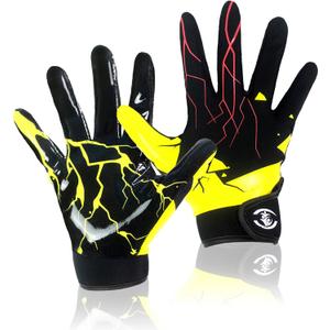 Youth Football Gloves -Sticky Football Receiver Gloves with Tacky Silicone Palm for Kids Girls Boys Flag Football Practice Games, Stretch Fit Quick-Dry Excellent Grip Football Receiving Gloves Youth-XS/S