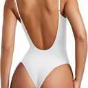 REORIA Womens Sexy Trendy Open Back V Neck Spaghetti Strap Backless Trendy Cami Bodysuit Tops (Medium)