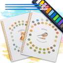 Dancart 2 Pack Beginner Watercolor Painting Set, 10.2" X 8.2" Watercolors Books with 12 Colors & 3 Brushes, Outlined Sketchbook & Guide for Beginners, Adults, Teens (Cat & Bird)