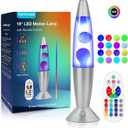 17 Colors Changing Liquid Motion Lamp with Remote: 16 Inch LED Night Light for Kids Adults - Relaxing Table lamp for Bedroom Office - Glitter Mood Lighting for Home Decor Christmas Decorations Indoor (White)