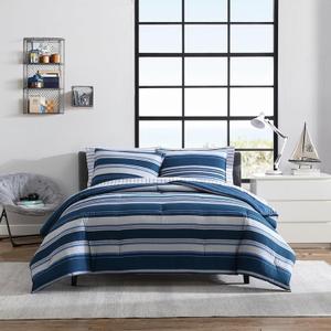 Nautica - Twin/Twin XL Comforter Set, Reversible Cotton Bedding with Matching Sham, Medium Weight for Year Round Use, Dorm Essentials, Oeko-Tex Certified (Lakeview Blue)