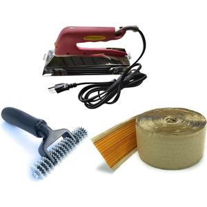 ZY377 10in. 800-Watt Carpet Seaming Iron, Carpet Joining Tape - Super Heat Bond Seaming Red Stitch and Seaming Roller Spiked Star Grooming Carpet Pile Roller
