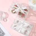 JCD 4 Pack Clear Cupcake Boxes, Plastic Cupcake Containers with Gift Ribbon, 5.5inches height Holder 6 Count Cup Cake Boxes for Parties, Baking, Wedding, Transport (6count/4pcs)