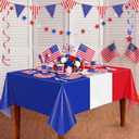 2 x Oudain 3 Pcs Red White Blue Table Cloths 4th of July Party Decorations 250th Patriotic Tablecloths Independence Day Disposable Plastic Tablecloth 54"x108" Memorial Day Decoration Party Supply