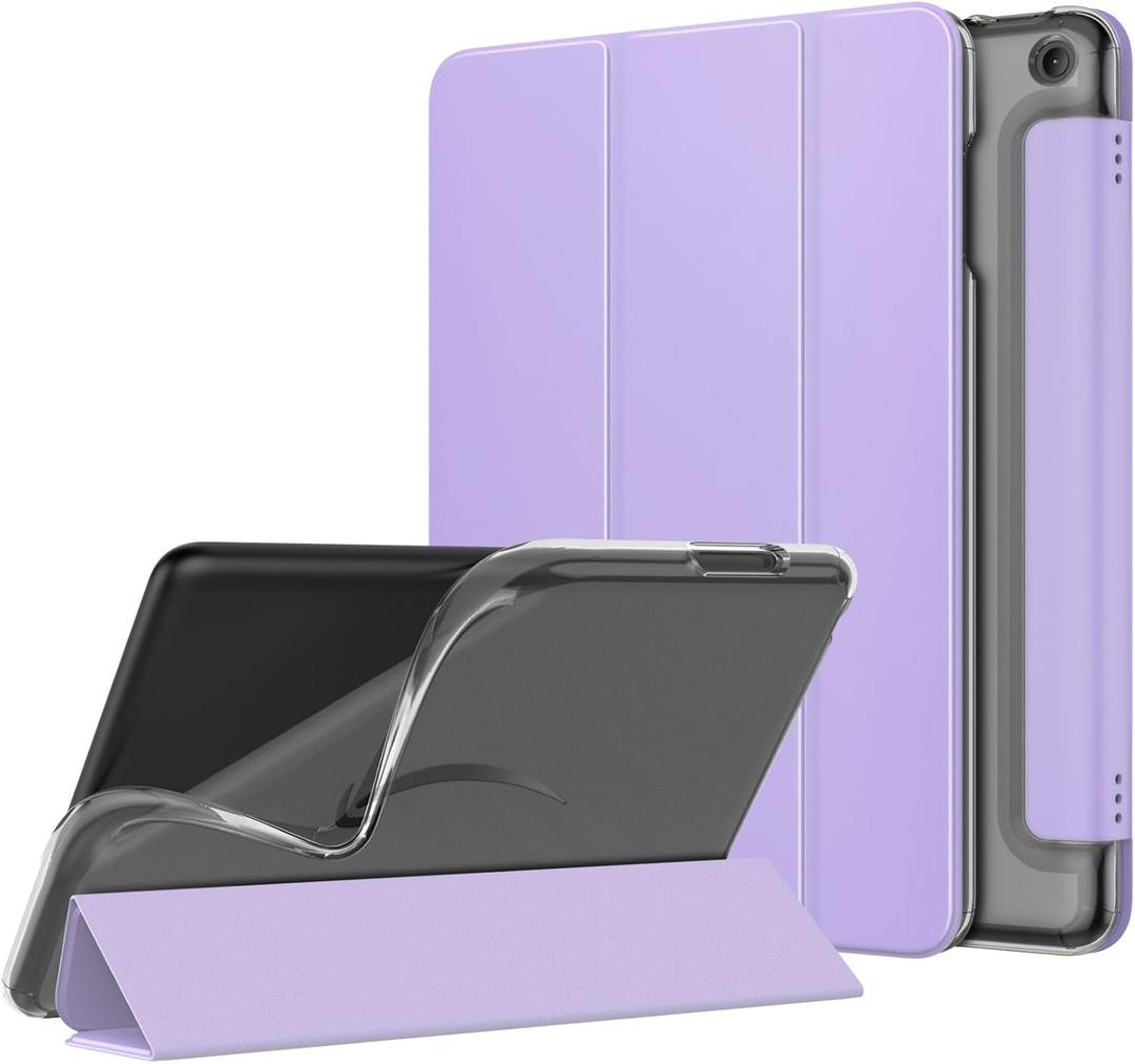 MoKo Case Fits All-New Kindle Fire HD 8 & 8 Plus Tablet (12th Generation-2024/2022 Release) 8", Soft TPU Frosted Colored Back Cover Multi-Angle Slim Smart Shell, Auto Wake/Sleep,Lilac
