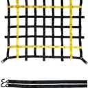 Heavy Duty Cargo Net, 4.2 x 3.5 ft, 1100 lb Capacity, with 18 ft Bungee Cord and S-Hooks (Black Yellow, 4.2' x 3.5')