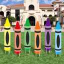 6 Pcs Kindergarten Graduation Decorations Crayon Yard Signs 31.5 Inch Large Preschool Graduation Outdoor Decor Crayon Party Photo Props for Classroom School Congrats Grad Back to School Decor