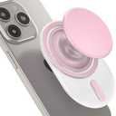 AUROX Magnetic Phone Grip Holder for Magsafe Phone Grip, Expandable Collapsible Phone Grip Stand Holder with Kickstand for Magsafe Stand Compatible with iPhone 16 15 14 13 12 Series, Transparent Pink