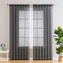 HLC.ME Lauren Semi Sheer Light Filtering Transparent Pocket Top & Back Tab Lightweight Long Window Curtains Drapery Panels Bedroom & Living Room, 2 Panels (54 x 96 Inch, Charcoal Grey)