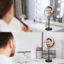 Nicesail Higher Taller Tabletop Makeup Mirror of 8 Inch, 5X Magnified Makeup Mirror Countertop Standing, Height Adjustable, Double Sided Mirror in Matte Black (8 Inch, 5X)
