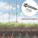 Wooden Rope Ladder for Kids with Ground anchoring - Lenght 6.5'(2m) Width 16"(40cm) - Outdoor or Indoor Climbing Rope Ladder for Ninja Slackline, Backyard, Playground, Home Gym, Park, Treehouse