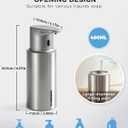 Automatic Liquid Soap Dispenser Touchless, 304 Stainless Steel Bottle Body &16.2oz/480ml Rechargeable, 3 Adjustable Liquid Levels, IPX7 Waterproof, for Kitchen Bathroom, Stainless Steel