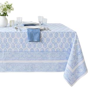 ATOSII Amalfi 100% Cotton Boho Rectangle Fall Tablecloth, Handblock Print Table Cloth for Kitchen I Dining Table Linen Fall Dcor I Parties Wedding Outdoor Christmas Thanksgiving I Fall 60 X 90 Inches