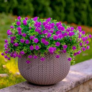 Artificial Flowers for Outdoors UV Resistant - 12 PCS Bundles Faux Fake Outdoor Plants Plastic Flowers Bushes Shrubs No Fade Artificial Greenery Home Porch Stems Outside Window Box Decor(Magenta)