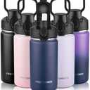 Insulated water bottle with Lid,14oz Stainless Steel Water Bottle for Boys,Girls,Double Wall Vacuum Wide Mouth Thermal Water Bottle for School,Travel,BPA-free and Leak-proof（14oz,Navy blue）