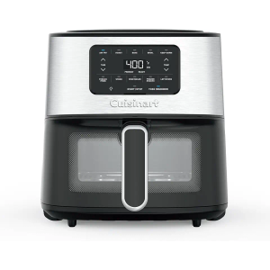 Cuisinart Air Fryer, 6-Quart Basket Large Fryer with 5 Cooking Functions to Roast, Bake, Broil, Air Fry and Keep Warm, 5 Airfryer Presets, Dishwasher-Safe Parts, AIR-200NAS, Stainless Steel & Black