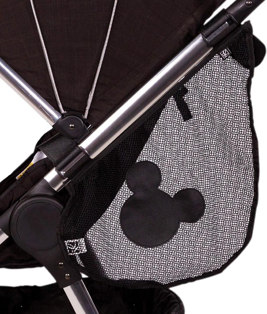 J.L. Childress Disney Baby Side Sling Stroller Cargo Net - Stroller Organizer Attachment for Storage, Mesh Bag for Baby Accessories, Universal Fit - Mickey, Black (One Size)