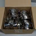 12 Pack Stainless Steel Coffee Cup Set, 6.8 oz Coffee Cups Mugs with Saucer and Spoon Double Wall Espresso Silver Cup with Handle for Cappuccino, Tea, Milk, Ideal Gift for Espresso Tea Lover