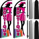 SmoothNovelty 2 Set 8.2 ft Boutique Advertising Feather Banner Flag for Business Outdoor Boutique Swooper Flag with Pole and Ground Stake Advertising Feather Banner Sign