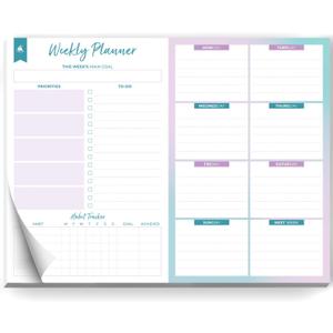 Clever Fox Weekly Desk Planner  Desktop Notepad, To Do List & Planning Pad for Productivity, 50 Tear Off Weekly Journal Sheets, A4 (Turquoise)