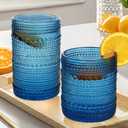 Vintage Hobnail Drinking Glass Set of 8 - 12 oz Highball & 10 oz Cocktail Tumblers for Whiskey, Juice, Milk