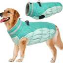 Lelepet Dog Coat Warm Dog Winter Coat Waterproof Dogs Jacket with Harness Built in Reflective Pet Fleece Vest Zip-Up Cold Weather Coats for Large Dogs Turtleneck Windproof Boston Terrier Mint Green L
