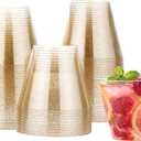 MATANA 30 Pack Silver Glitter Plastic Reusable & Disposable 9oz Cocktail Cups for Weddings, Parties & Events