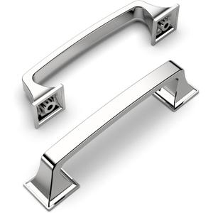 Amerdeco 30 Pack  Chrome Cabinet Hardware - 3-3/4 Inch(96mm) Hole Center Kitchen Cabinet Handles for Bathroom Drawer Pulls Dresser Pulls ZH0002
