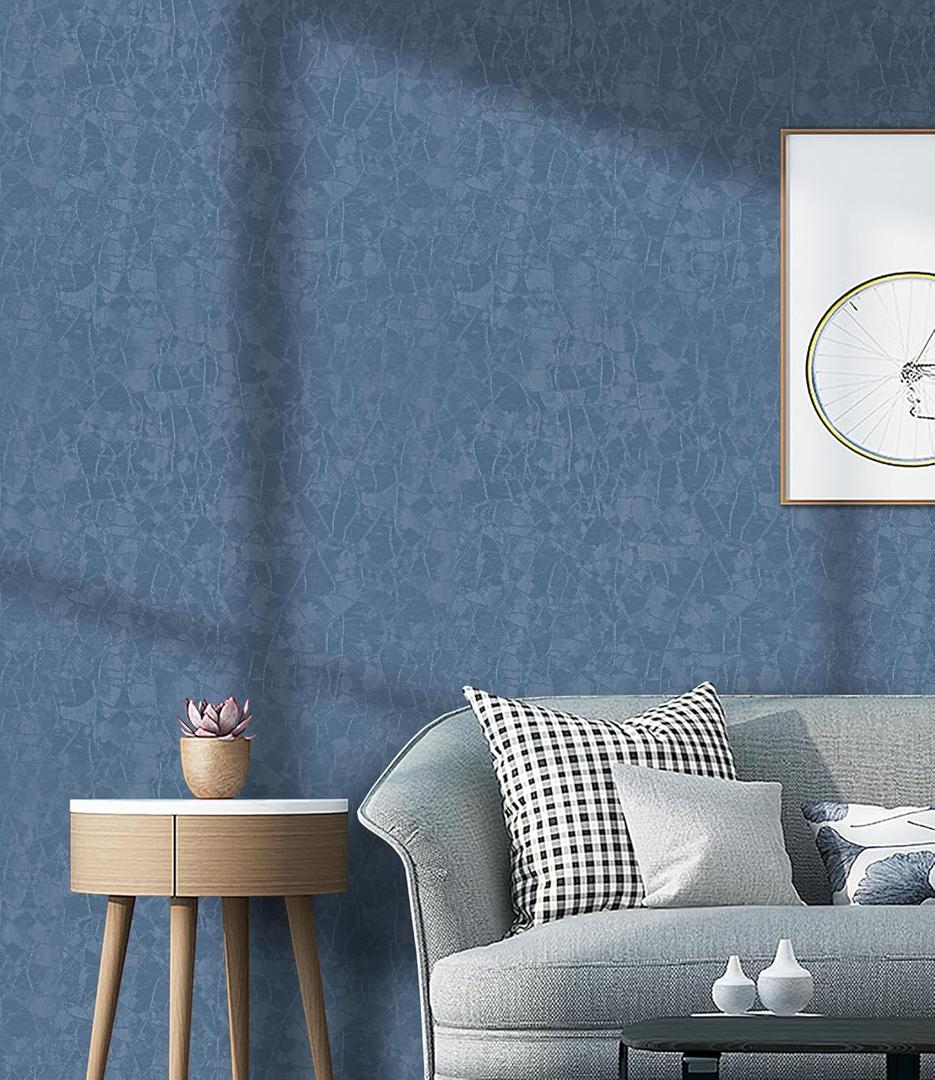 CiCiwind 197"×15.7" Textured Peel and Stick Wallpaper Blue Modern Embossed Contact Paper Self Adhesive Removable Wallpapers for Bathroom Bedroom Living Room Walls