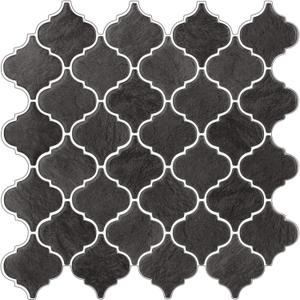 Arabesque Peel and Stick Backsplash for Kitchen, Thicker Design 3D Self Adhesive Wall Tiles, 12"x12" Peel and Stick Wall Tiles, Dark Grey 10-Sheet Stick on Tiles for Kitchen and Bathroom.