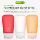 humangear GoToob+ 3-Pack (Large) | Refillable Silicone Travel Bottle | Locking Lid | Food-Safe Material, Clear/Red/Orange, Large (3.4 fl.oz.; 100ml)