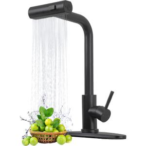 HOTIS Black Kitchen Faucets with Pull Down Sprayer, Stainless Steel Single Handle Matte Black Kitchen Sink Faucet, Sink Faucet for Farmouse Camper RV Bar, Suitable for 1 or 3 Hole Installation HOTIS Black Kitchen Faucets with Pull Down Sprayer, Stainless Steel Single Handle Matte Black Kitchen Sink Faucet, Sink Faucet for Farmouse Camper RV Bar, Suitable for 1 or 3 Hole Installation