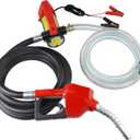 FUELIO Diesel Transfer Pump 12V Fuel Transfer Pump 12 Volt Diesel Pump With Auto Shut-off Nozzle, 6.5FT PVC Hose, 13FT Rubber Hose - 10GPM Self-priming Portable DC Electric Oil Fuel Transfer Pump