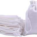 Sansam 50pcs 3.6X4.8 Inch Drawstring Burlap Gift Bags, Small Jute Jewellery Pouches, Tiny White Lining Burlap Favor Sacks For Herb, Spices, Jute Treat Bags for Christmas, Wedding, Party