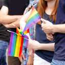 90 Packs Small New Intersex Progress Pride Rainbow Gay Stick Flag Mini Hand Held LGBTQ Flags Decorations 5x8inch