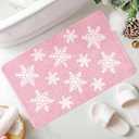 Softania Pink Snowflakes Bathroom Rug - Christmas Bathroom Decor Cute Small Bath Mat Christmas Decorations for Bedroom, Kitchen, Xmas Decor