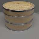 Juvale 2-Tier Steamer Pot Insert with Steel Rings - 10" x 6.5", Beige - Bamboo & Steel Stackable Basket for Rice & Dumpling Steamer for Vegetables