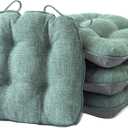 Chair Cushions for Dining Chairs Set of 4, Kitchen Chair Cushions, Chair Pads with Ties and Non Slip Backing, Tufted Memory Foam Seat Cushion 4 Pack, 15.5" x 15.5" x 4", Sage Green