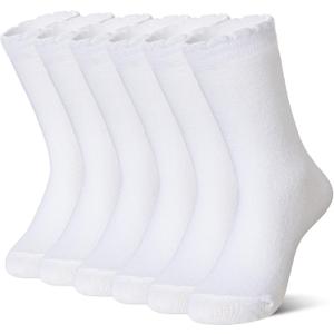 Girls Ruffle Crew Socks Little Kids School Uniform Cute Cotton Frilly Dress Socks 6 Pairs
