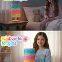 Kids Table Lamp for Bedroom, Rainbow Lamp, 3 Level Dimmable Wood Nightstand Desk Base Flaxen Fabric Shade for Bedroom Living Room,Rainbow Lamp Gifts for Girls (Colorful)